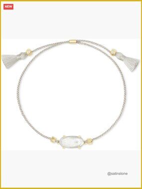 Gold Plated Brass Cord Friendship Bracelet with Mother-of-Pearl Charm